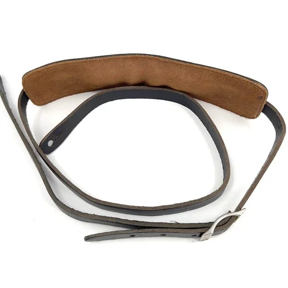 VTG Fender Genuine Leather Padded Guitar Strap Black Adjustable Made in Canada - Picture 5 of 7